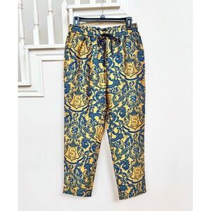 Maison Scotch Women's Gold and Navy Blue Print Pants Size S